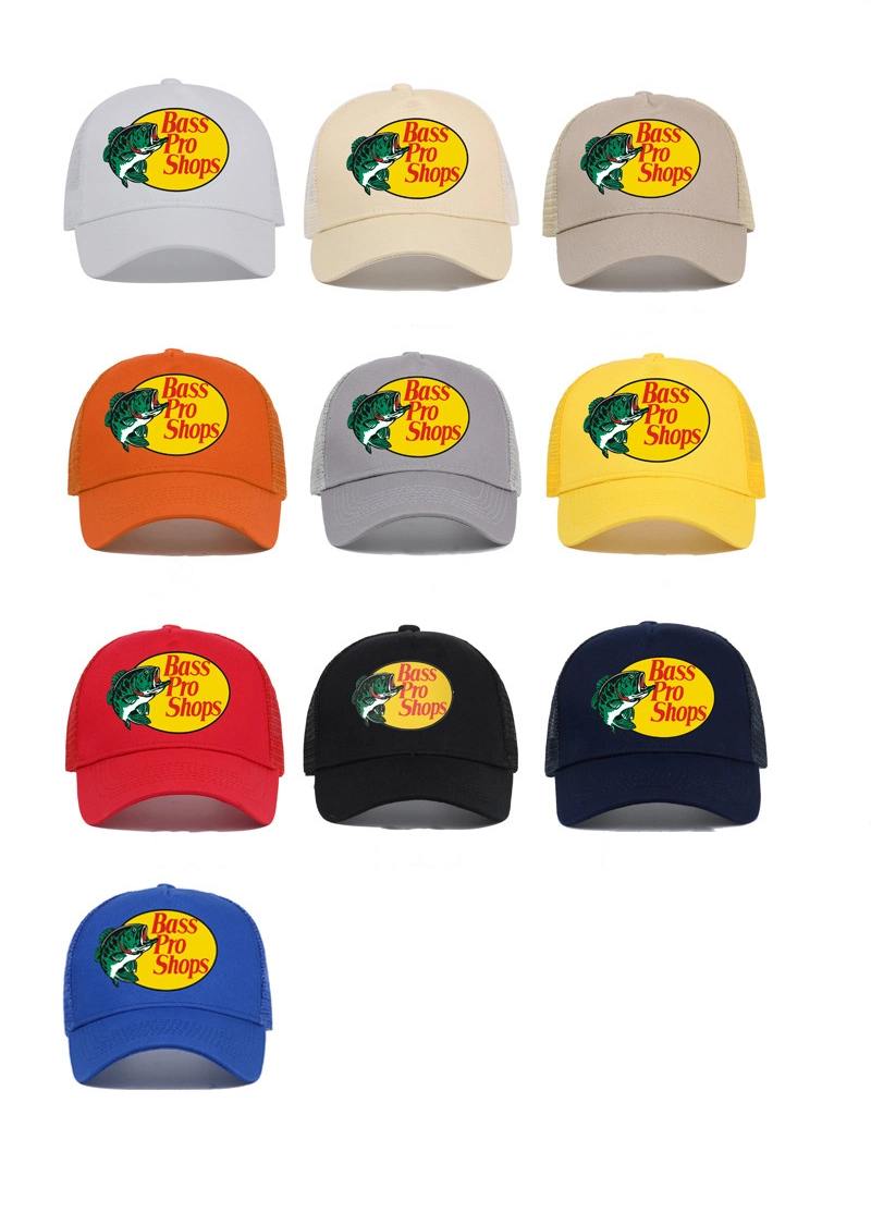Printed Cotton 5 Panel Mesh Hat Summer Outdoor Fishing Sunshade Trucker Baseball Cap