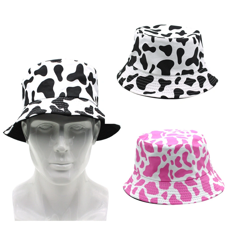 Fashion New Style Cows Printing Cotton Bucket Hat Reversible Fisherman Hat Sports Hat