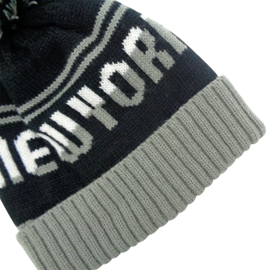 Custom OEM ODM Winter Warm Men Knitted Jacquard POM Hats