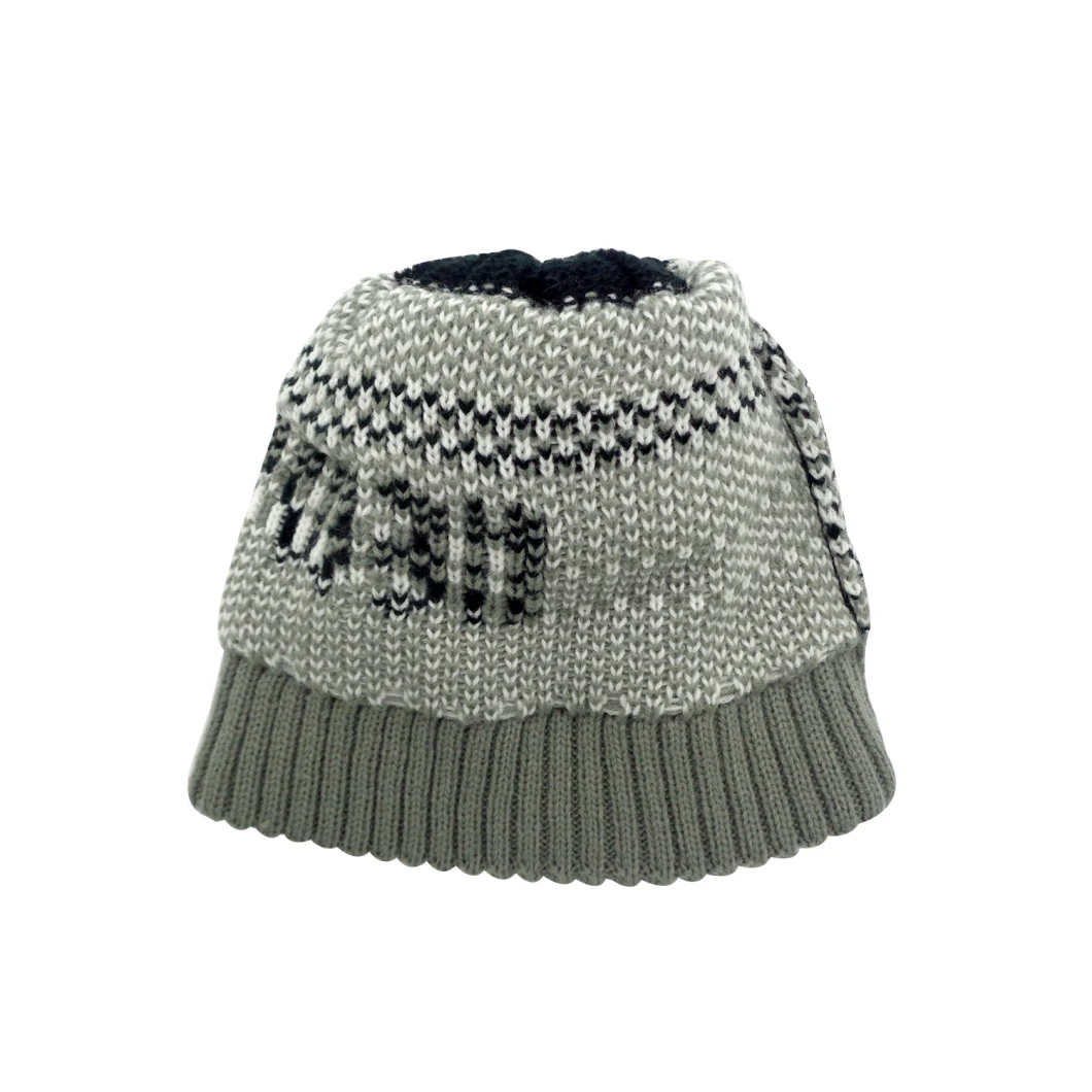 Custom OEM ODM Winter Warm Men Knitted Jacquard POM Hats