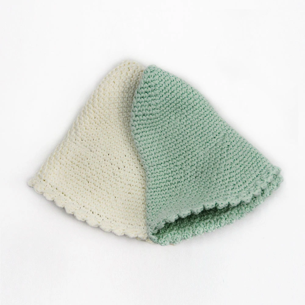 Fashion Custom Logo Fisherman Beanie Hat Knitted Cotton Crochet Bucket Hat for Women