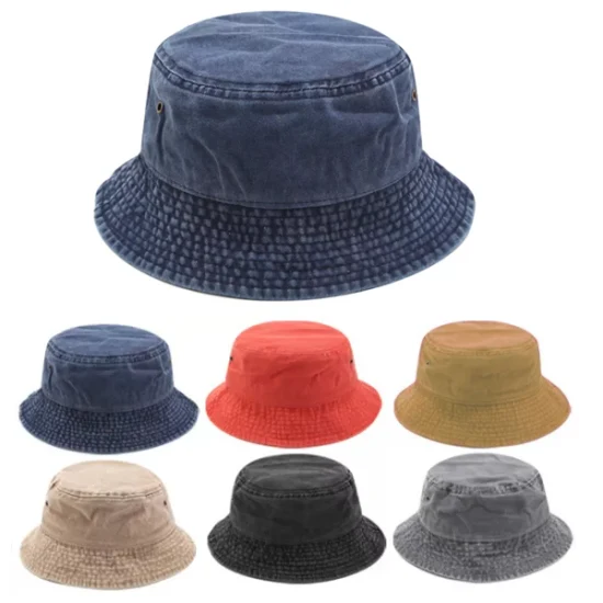 Custom Distressed Blank Washed Vintage Pigment Dyed Cotton Bucket Hat