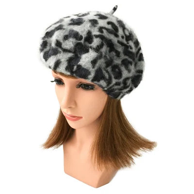 New Fashion Girls Beret Fashion Leopard Color Warm Winter Beret Hat Beanies for Ladies